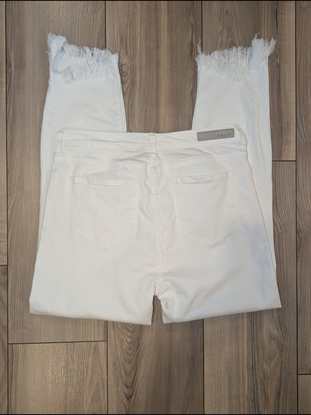 Cello White High-Rise Jeans with Distressed Ankle & Branded Button - Picture 2 of 4